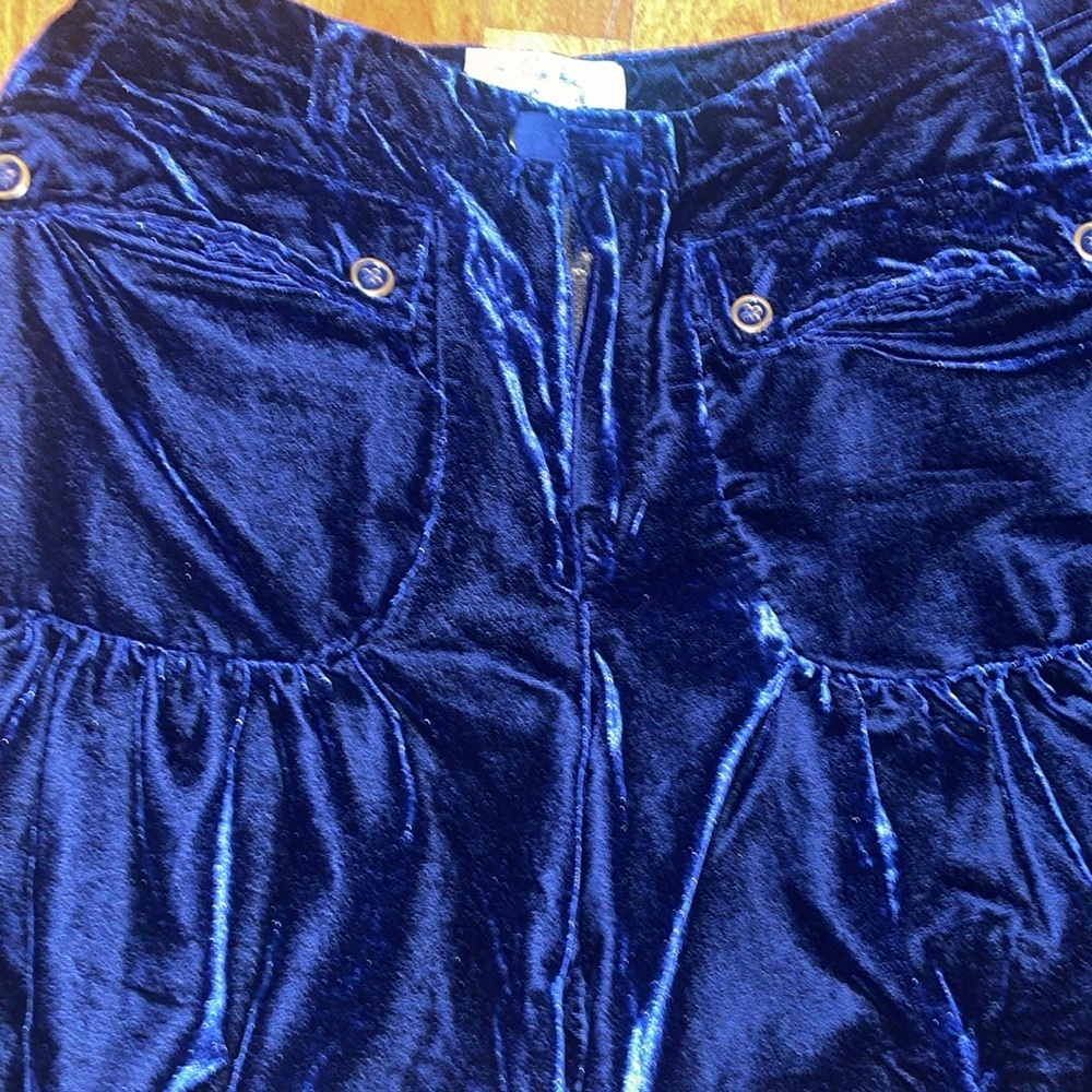Free People WE THE FREE Lotus Velour Pants Boho Cinch Hem Oceana Blue Size 25 - Picture 9 of 9